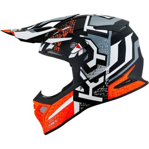 KYT SKYHAWK KASK HYPERFLOW MATT GREY / ORANGE - 3