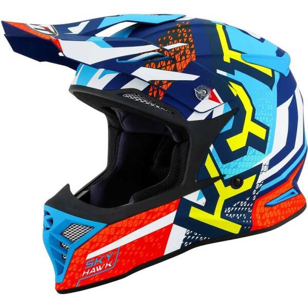 KYT SKYHAWK KASK HYPERFLOW MATT LIGHT BLUE / RED - 1