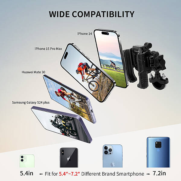MECHRIG 12.7 - 33 mm UYUMLU U TİPİ MOTOSİKLET TELEFON TUTUCU - 6