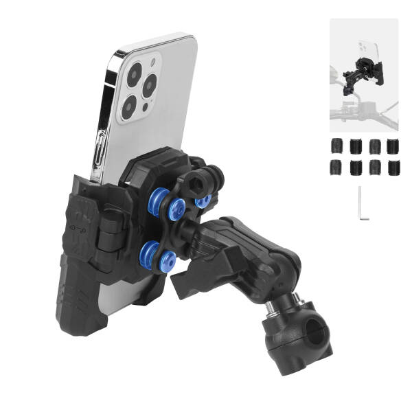MECHRIG 9-16 mm BORU ÇAPI UYUMLU MOTOSİKLET DİKİZ AYNASI TELEFON TUTUCU - 1