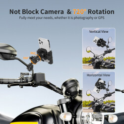 MECHRIG 9-16 mm BORU ÇAPI UYUMLU MOTOSİKLET DİKİZ AYNASI TELEFON TUTUCU - 3