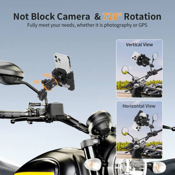 MECHRIG 9-16 mm BORU ÇAPI UYUMLU MOTOSİKLET DİKİZ AYNASI TELEFON TUTUCU - 3