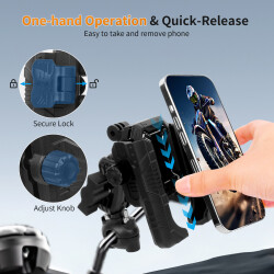 MECHRIG 9-16 mm BORU ÇAPI UYUMLU MOTOSİKLET DİKİZ AYNASI TELEFON TUTUCU - 4