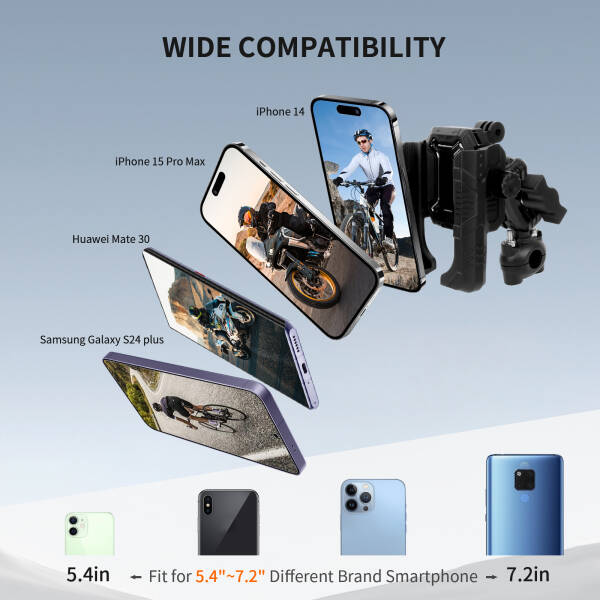 MECHRIG 9-16 mm BORU ÇAPI UYUMLU MOTOSİKLET DİKİZ AYNASI TELEFON TUTUCU - 5