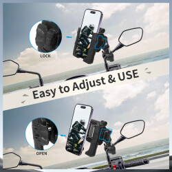 MECHRIG 9-16 mm BORU ÇAPI UYUMLU MOTOSİKLET DİKİZ AYNASI TELEFON TUTUCU - 6