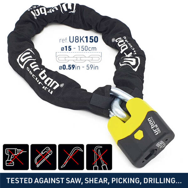 URBAN SECURITY U8K150 14MM SRA SINIFI ZİNCİR KİLİT - 5