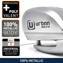 URBAN SECURITY UR22 VESPA UYUMLU ALARMLI DİSK KİLİDİ 6MM PİM - 3