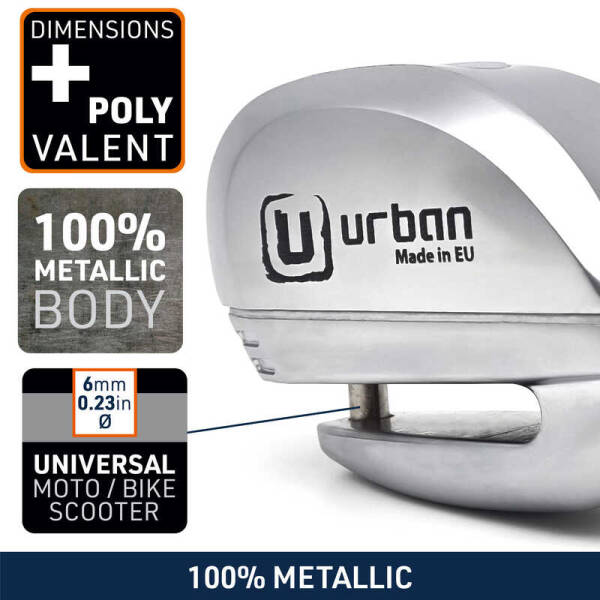 URBAN SECURITY UR22 VESPA UYUMLU ALARMLI DİSK KİLİDİ 6MM PİM - 3