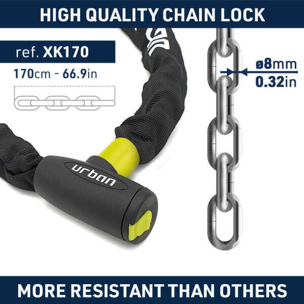 URBAN SECURITY XK170 170CM DÖVME ÇELİK ZİNCİR KİLİT - 3